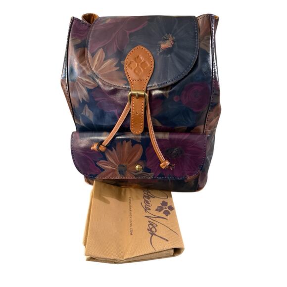 Patricia Nash Leather Drawstring Bucket Floral Backpack Purse Soft Lined Pockets - Picture 6 of 16